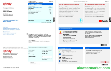 USA XFINITY business utility bill Word and PDF template, version 2